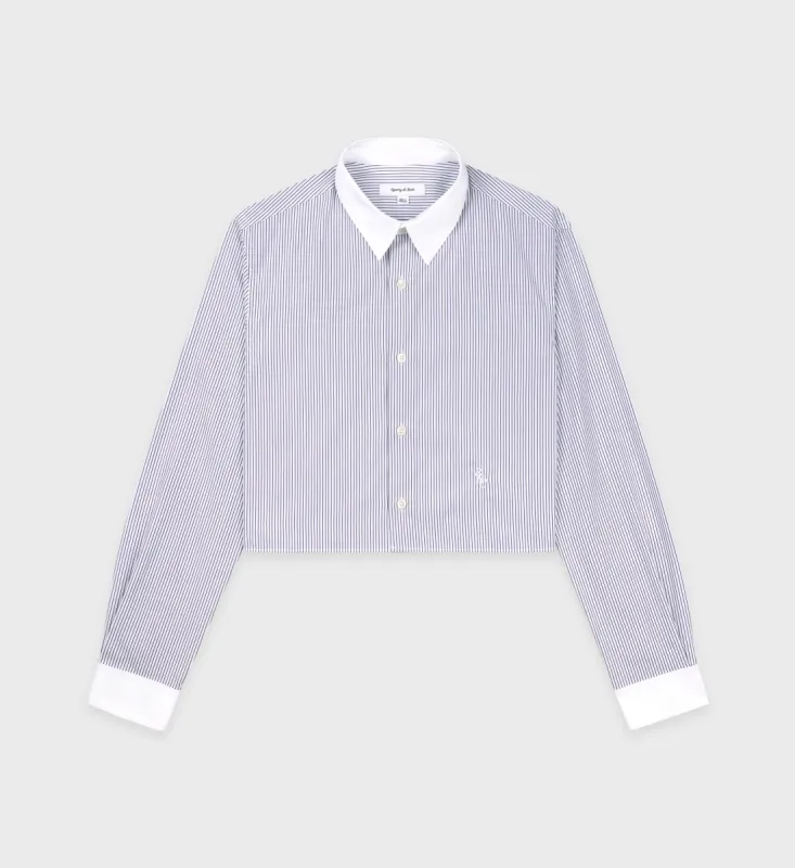 SRC Cropped Shirt - White/Navy sold by Sporty and Rich
