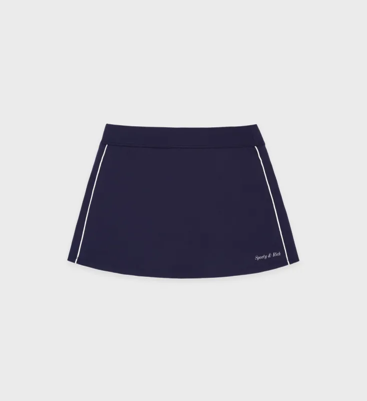 Classic Logo Court Skirt - Navy/White sold by Sporty and Rich