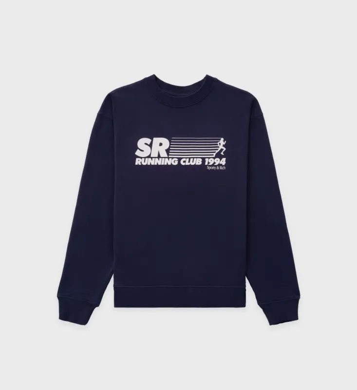 SR Running Club Crewneck - Navy sold by Sporty and Rich