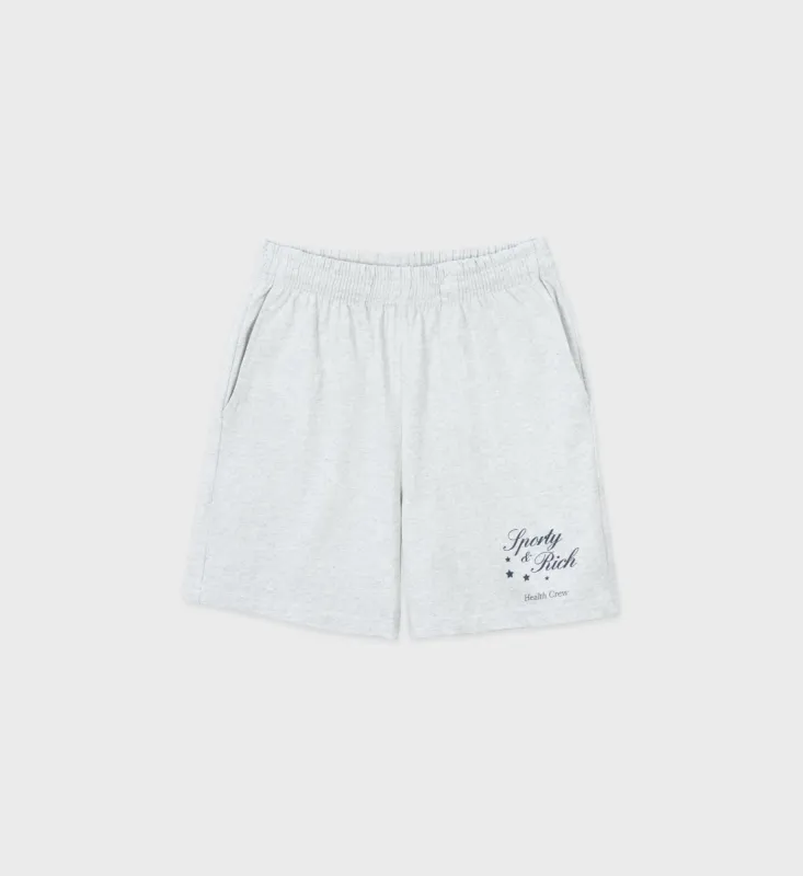 Stars Health Crew Gym Short - Heather Gray sold by Sporty and Rich