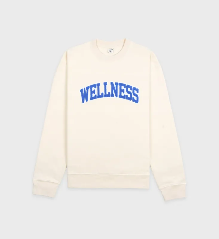 Wellness Boucle Crewneck - Cream/Ocean sold by Sporty and Rich