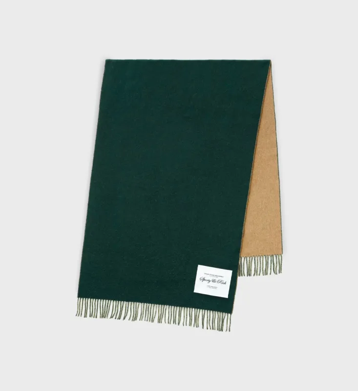 Script Logo Scarf - Camel/Forest Green sold by Sporty and Rich