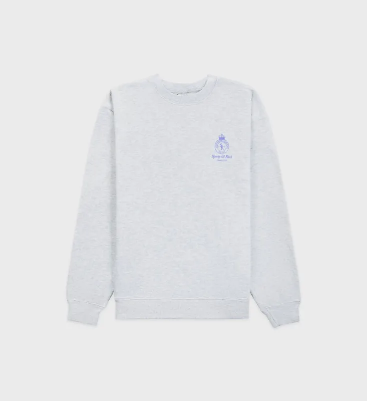 Crown Crewneck - Heather Gray sold by Sporty and Rich