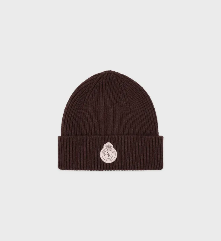 Crown Wool Beanie - Chocolate sold by Sporty and Rich