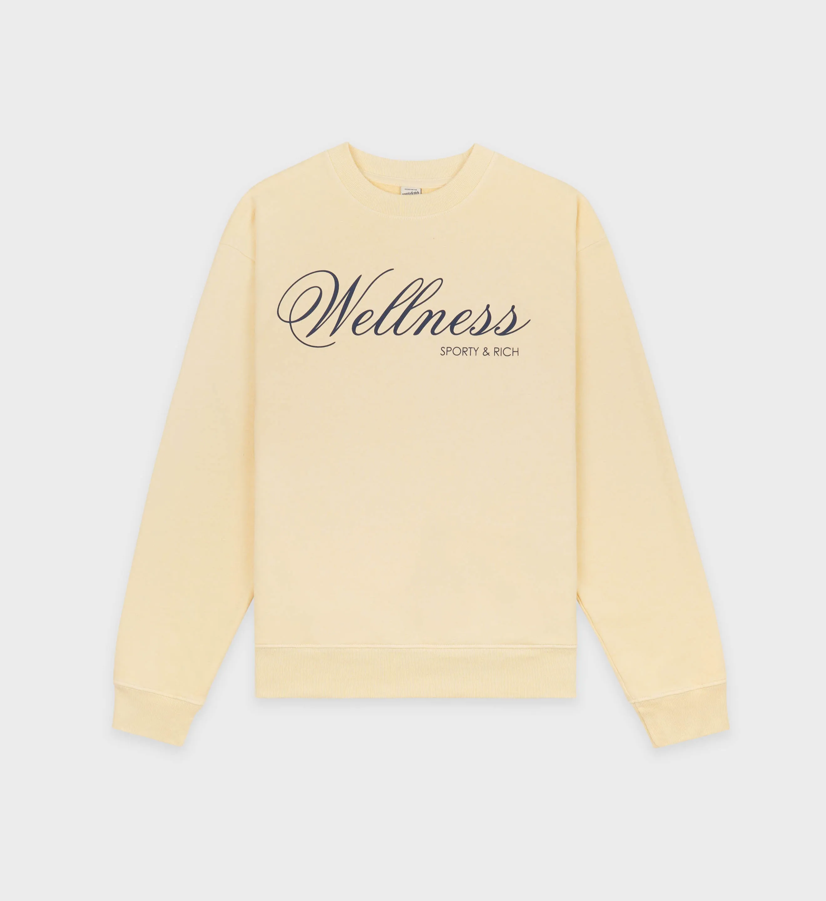 Carlyle Crewneck - Almond/Navy sold by Sporty and Rich