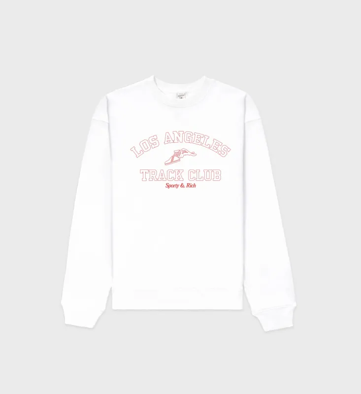 Track Club Crewneck - White/Red sold by Sporty and Rich