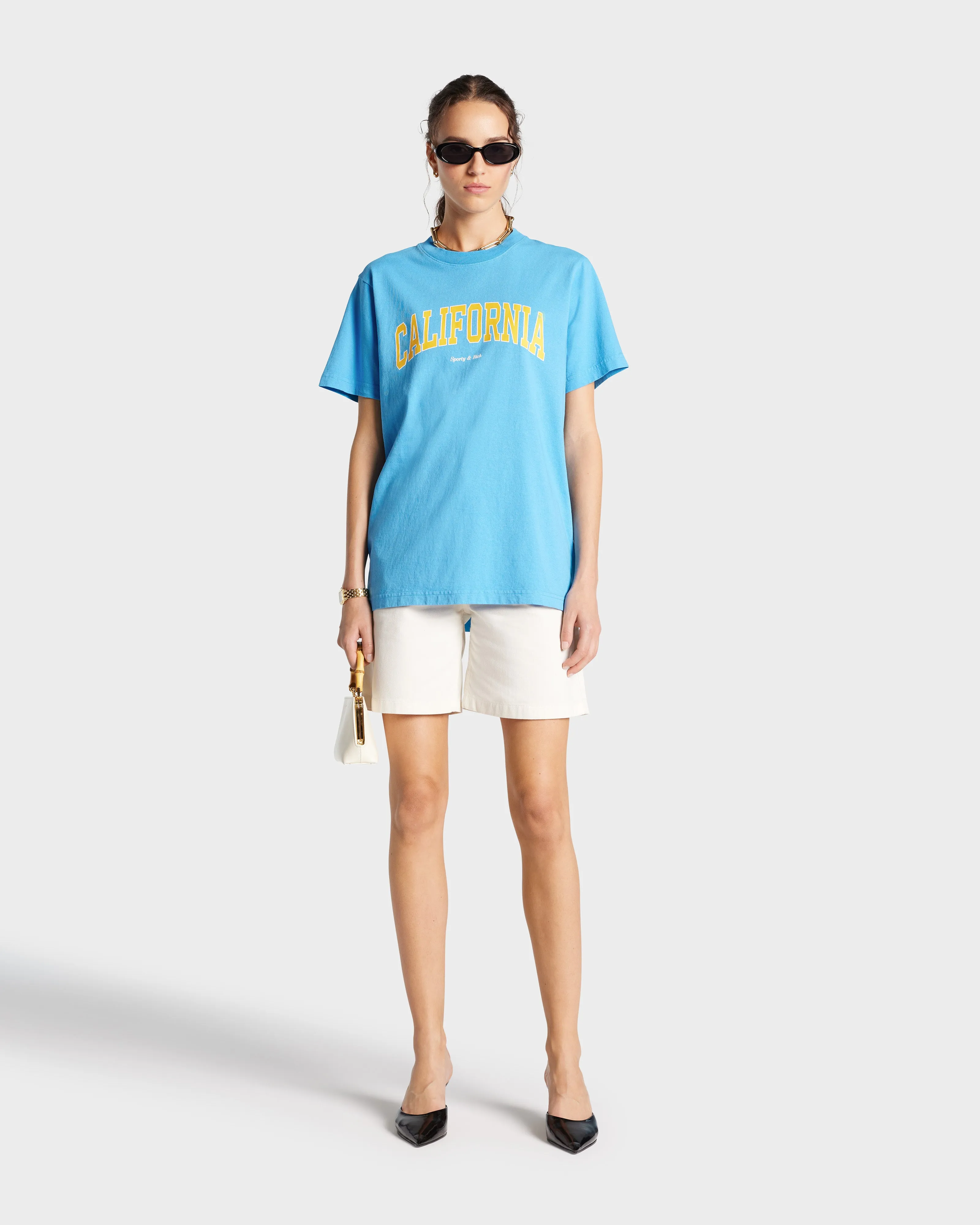 California T-Shirt - Malibu Blue/Gold sold by Sporty and Rich product image thumbnail 4