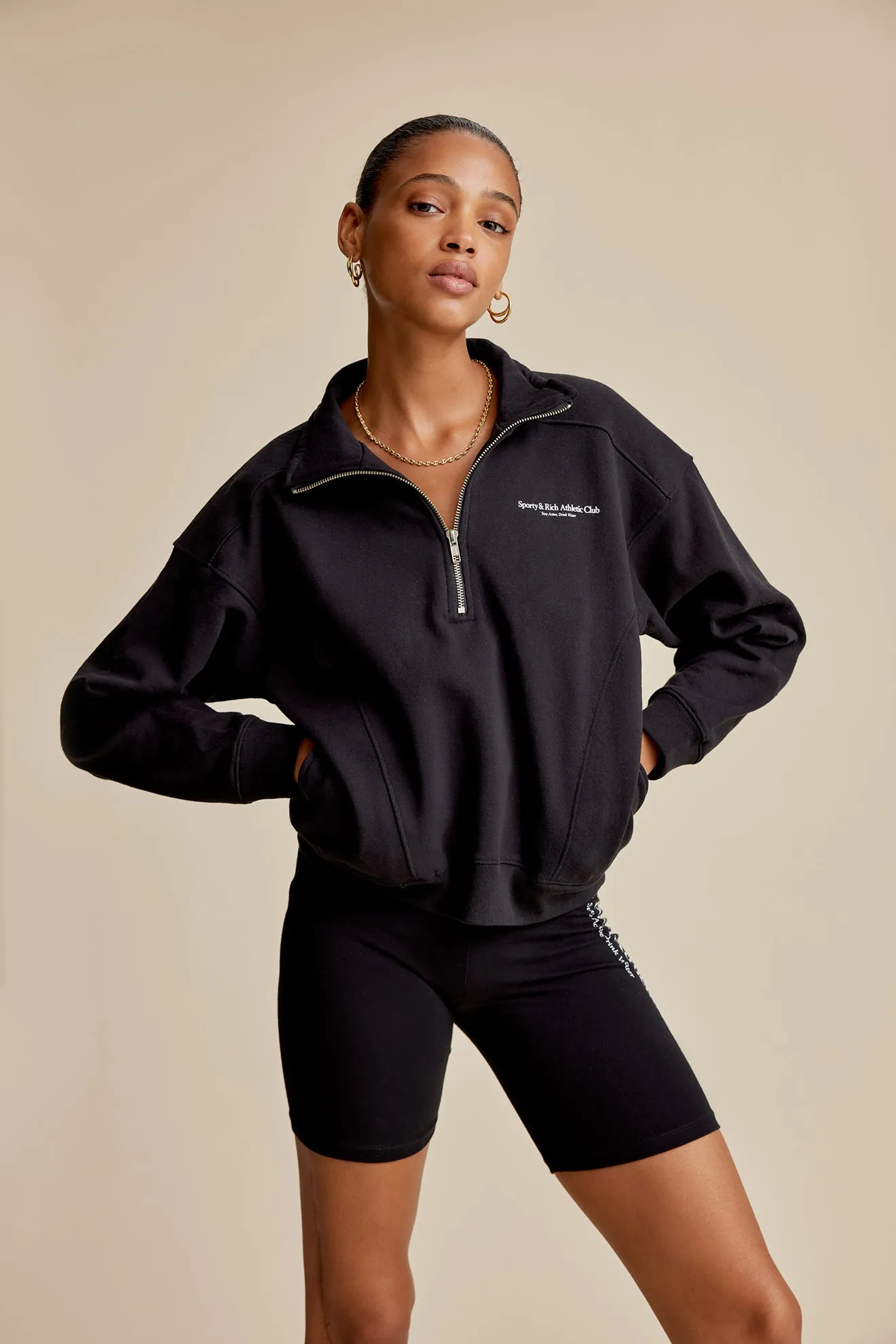 Athletic Club Quarter Zip - Black sold by Sporty and Rich product image thumbnail 5
