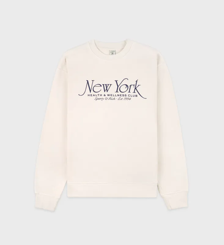 NY 94 Crewneck - Cream/Navy sold by Sporty and Rich