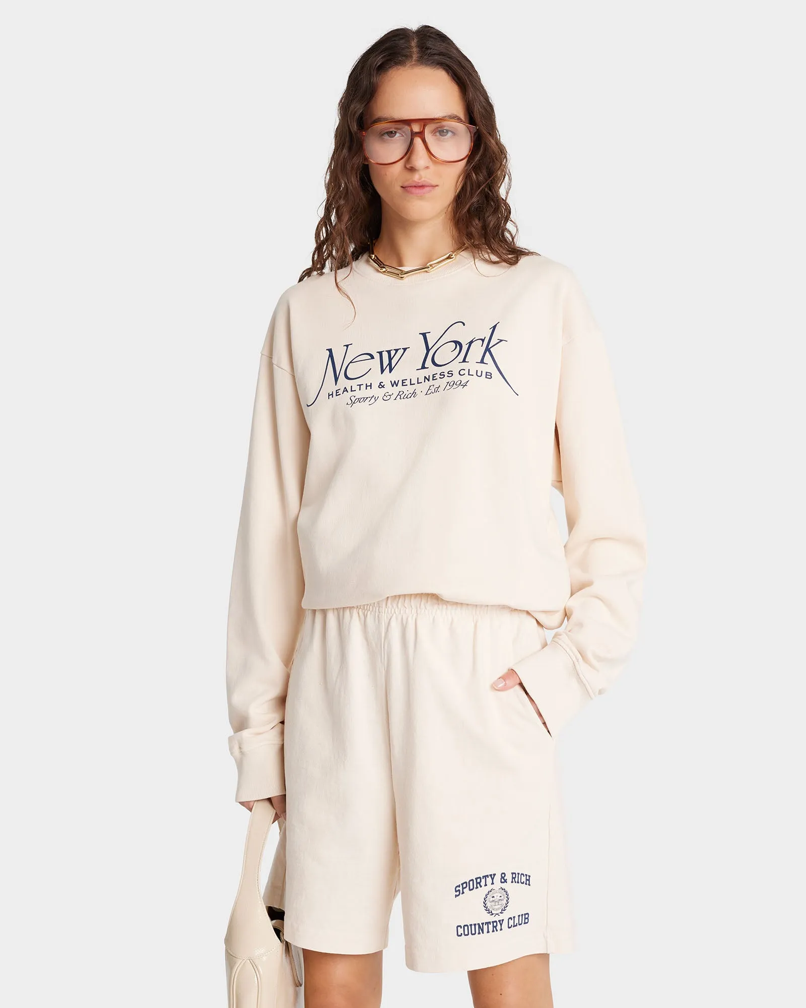 NY 94 Crewneck - Cream/Navy sold by Sporty and Rich product image thumbnail 4