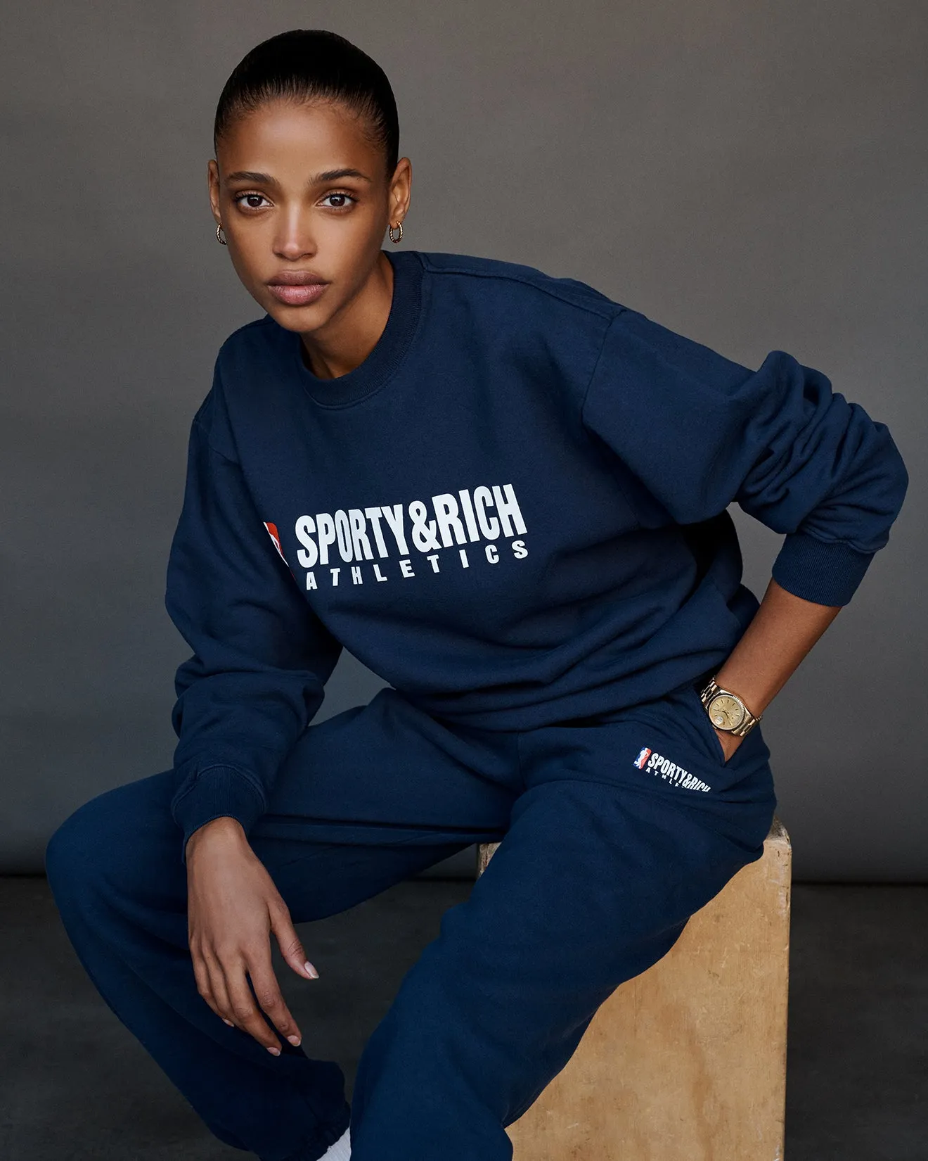 Team Logo Sweatpant - Navy sold by Sporty and Rich product image thumbnail 5