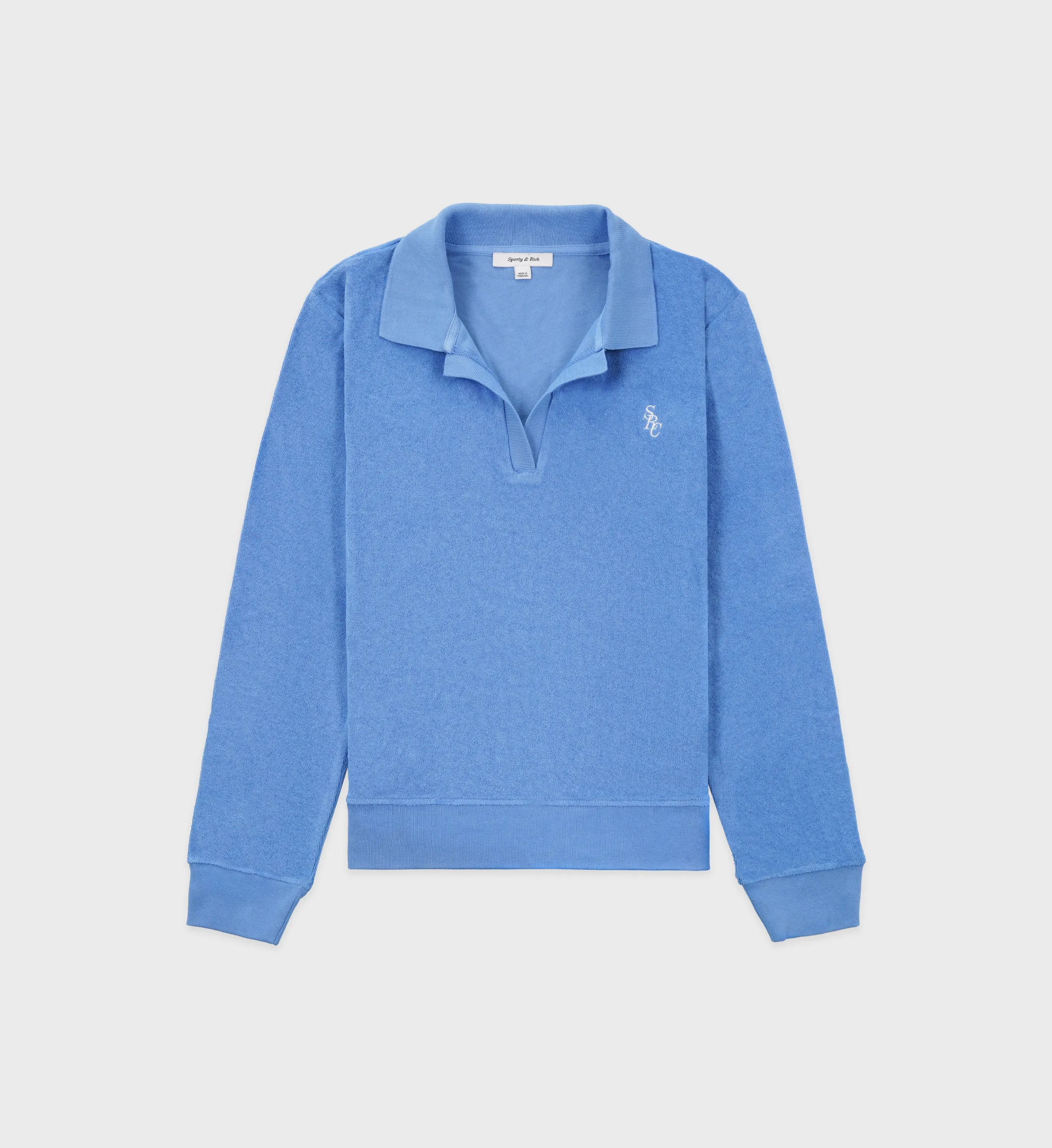 SRC Longsleeve Terry Polo - French Blue sold by Sporty and Rich