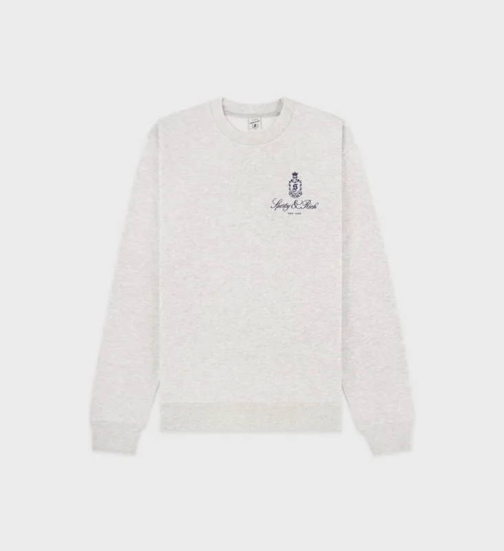 Vendome Crewneck - Heather Gray/Navy sold by Sporty and Rich
