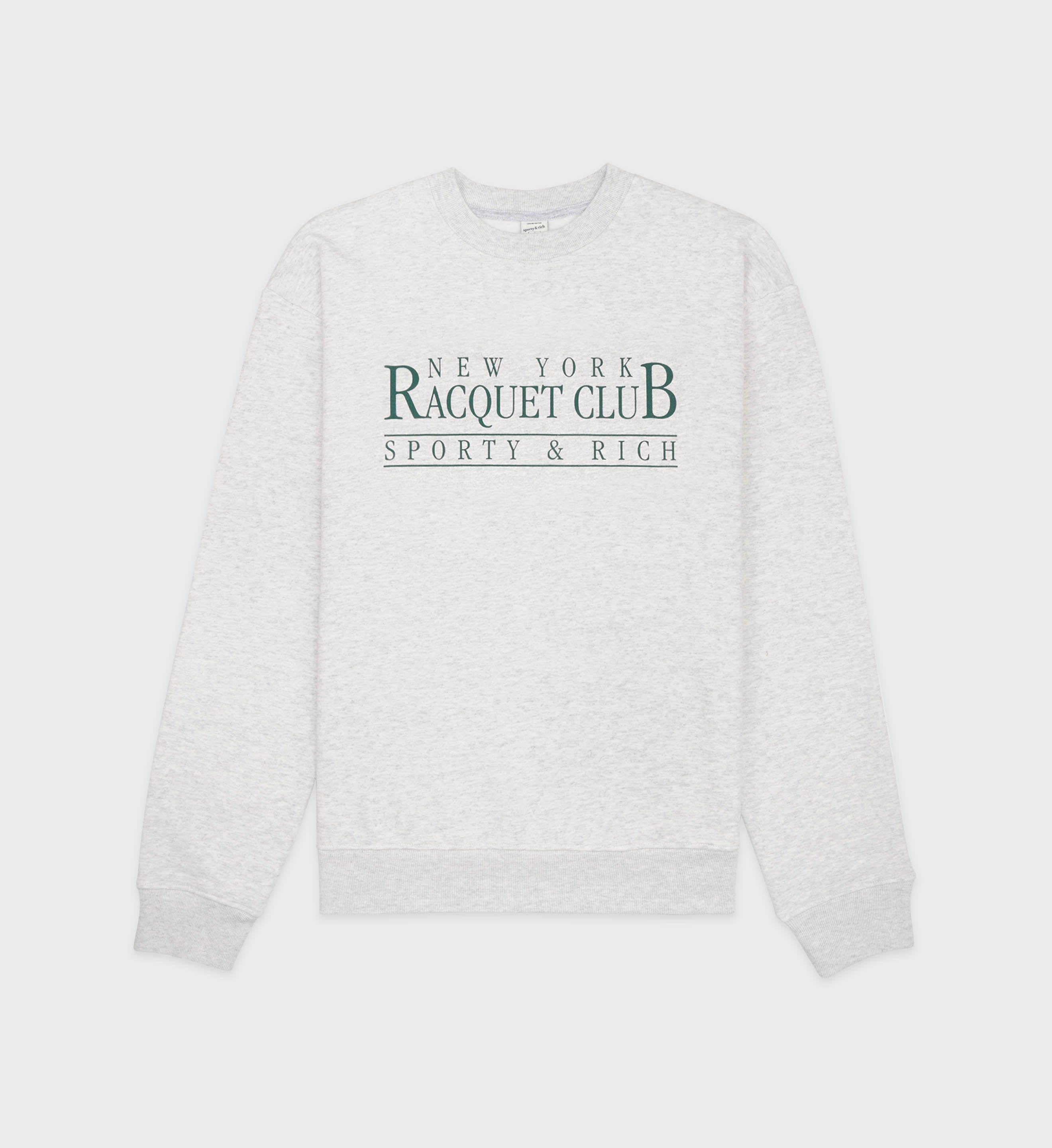 NY Racquet Club Crewneck - Heather Gray/Forest sold by Sporty and Rich