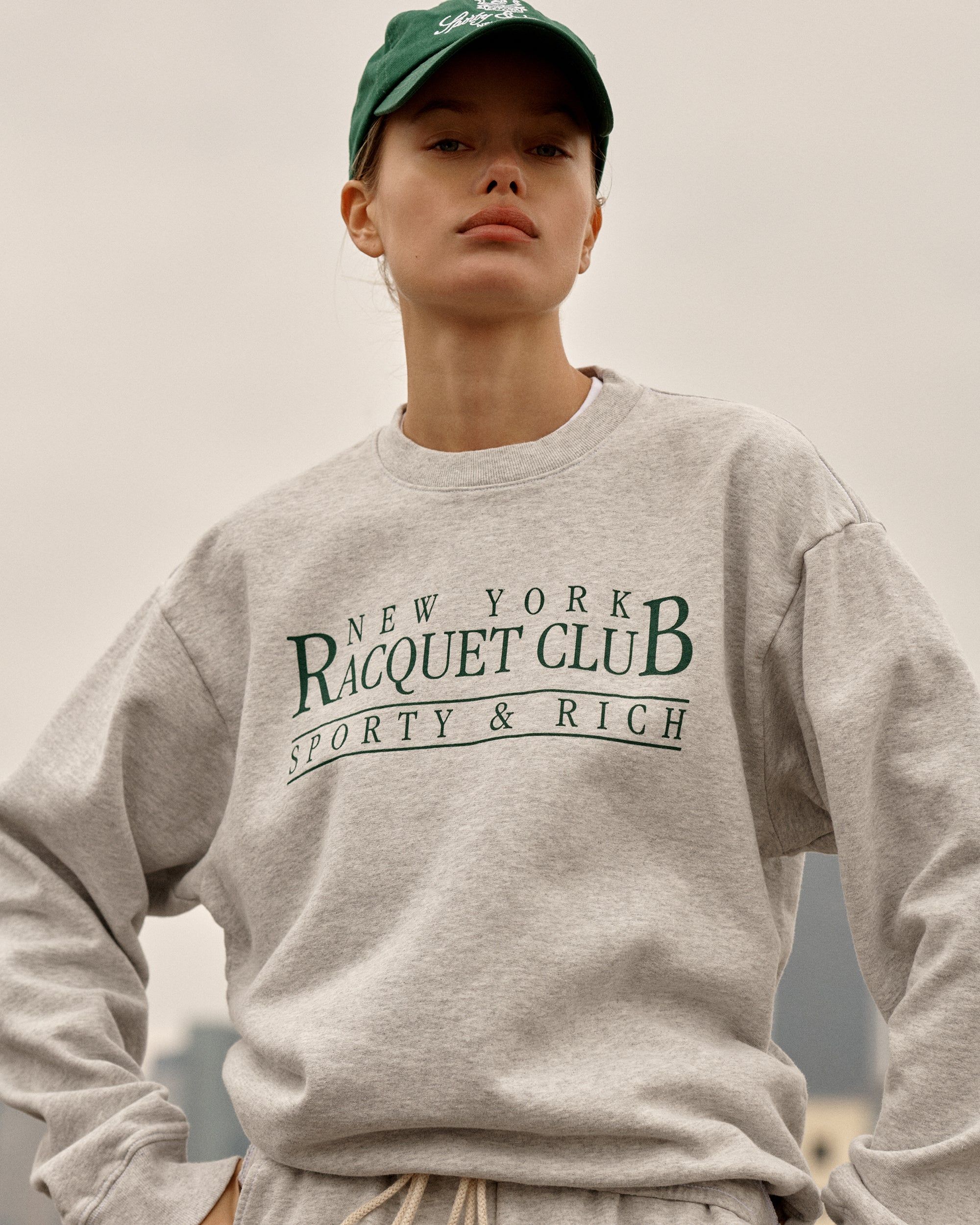 NY Racquet Club Crewneck - Heather Gray/Forest sold by Sporty and Rich product image thumbnail 5