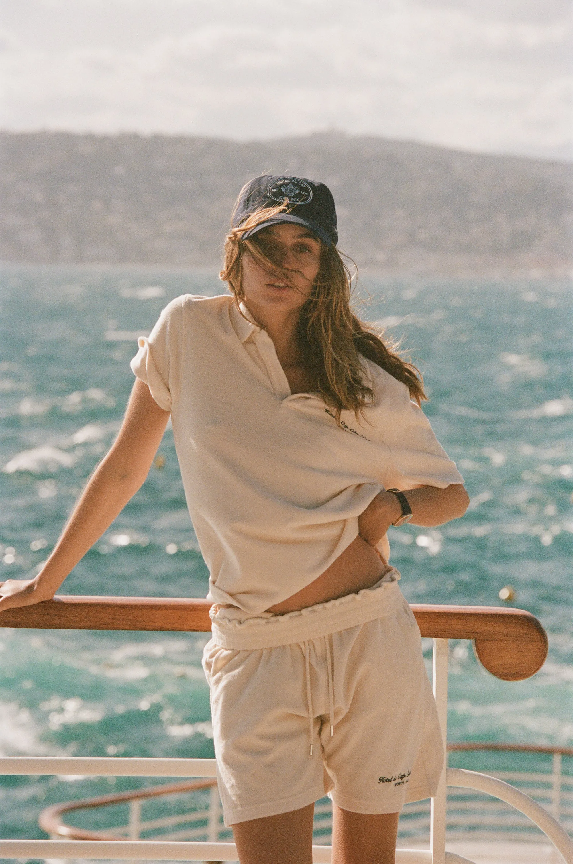 Hotel du Cap Cursive Terry Polo - Cream/Navy sold by Sporty and Rich product image thumbnail 5