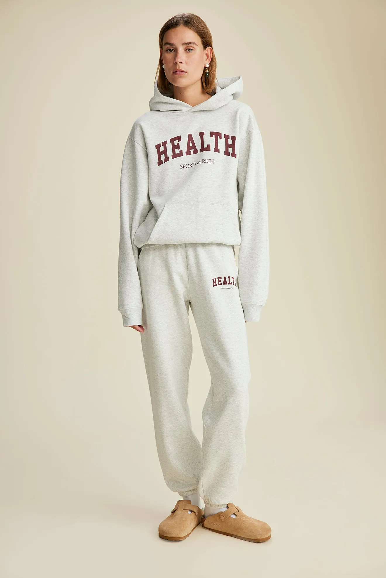 Health Ivy Hoodie - Heather Gray/Merlot sold by Sporty and Rich product image thumbnail 5