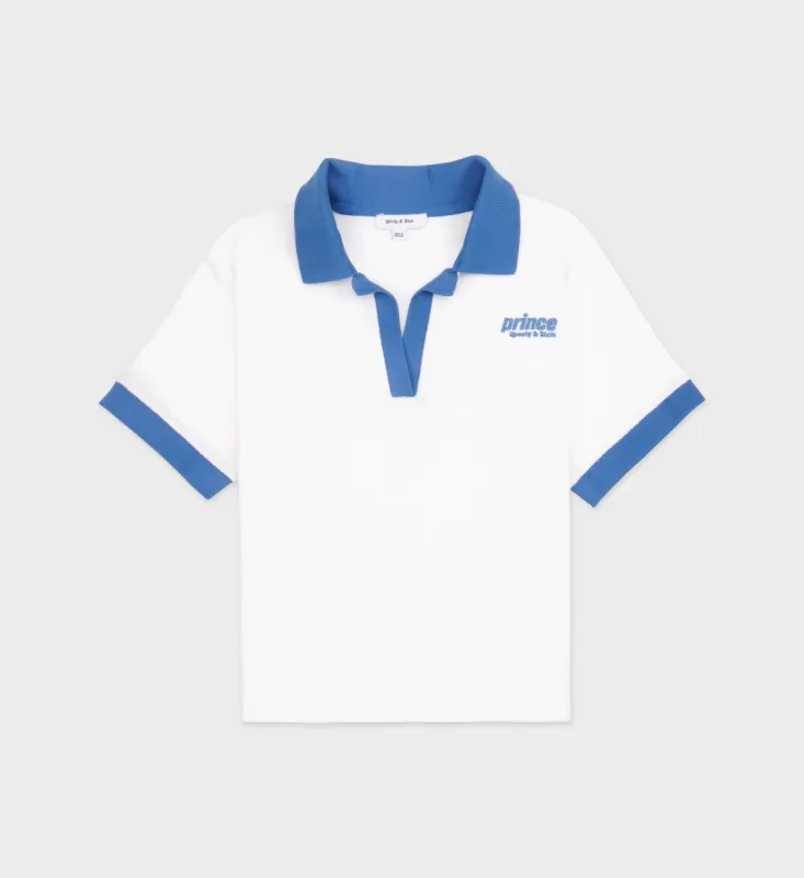 Prince Sporty Terry Polo - White/Lapis sold by Sporty and Rich