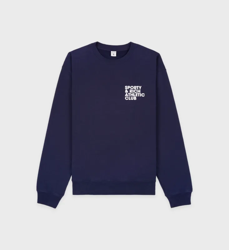 Exercise Often Crewneck - Navy/White sold by Sporty and Rich