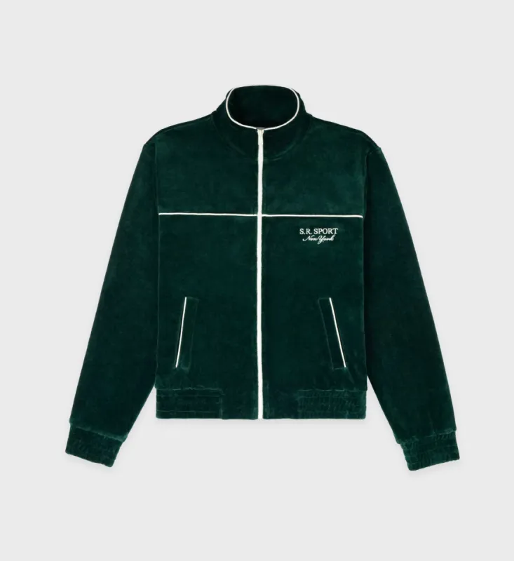 SR Sport Velour Track Jacket - Forest sold by Sporty and Rich