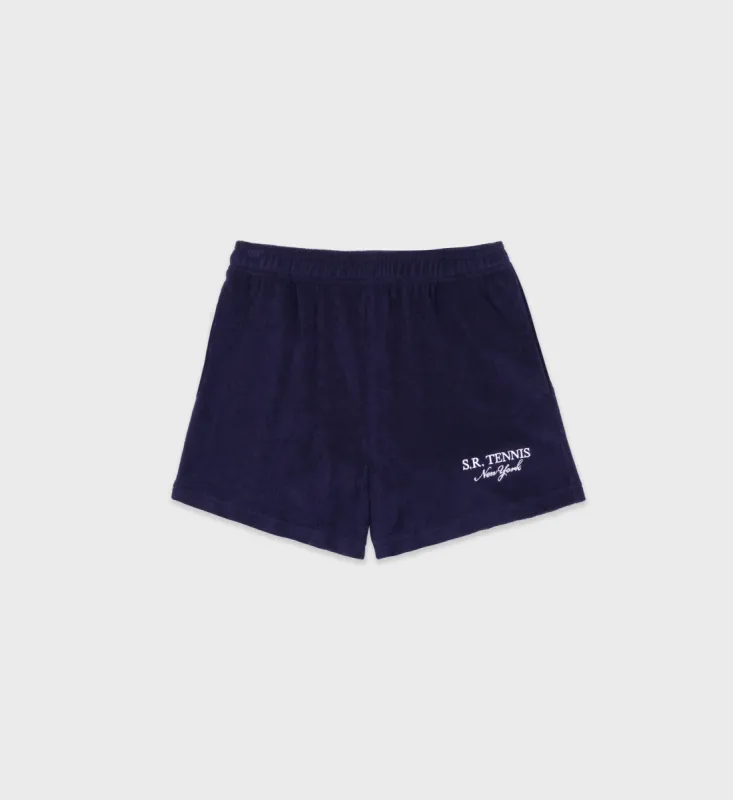SR Tennis Terry Short - Navy/White sold by Sporty and Rich
