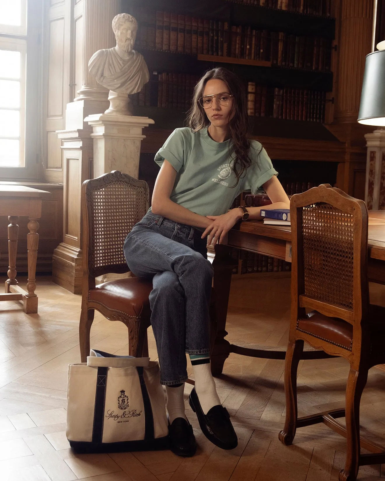 Emblem T-Shirt - Aquamarine/White sold by Sporty and Rich product image thumbnail 5