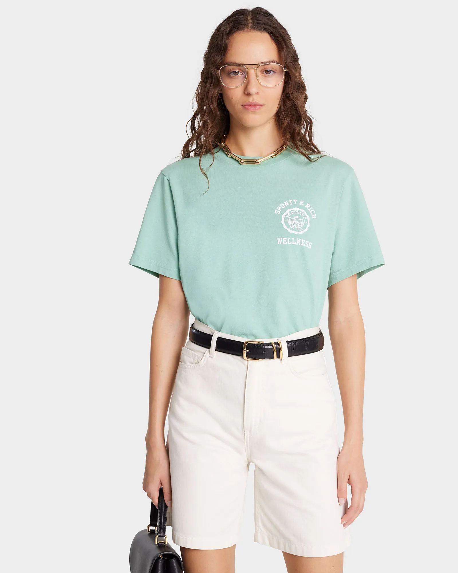 Emblem T-Shirt - Aquamarine/White sold by Sporty and Rich product image thumbnail 4