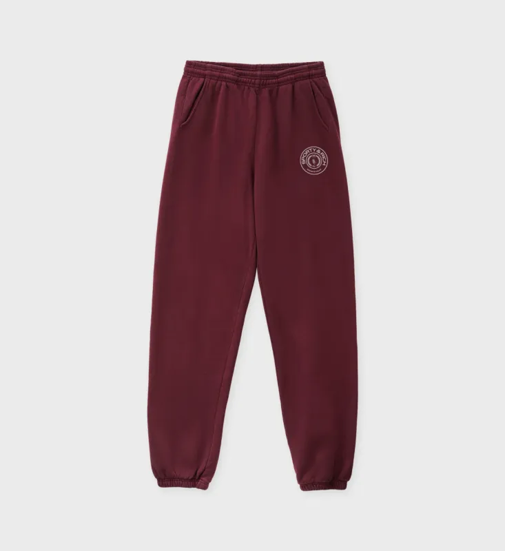 Connecticut Crest Flocked Sweatpant - Merlot sold by Sporty and Rich