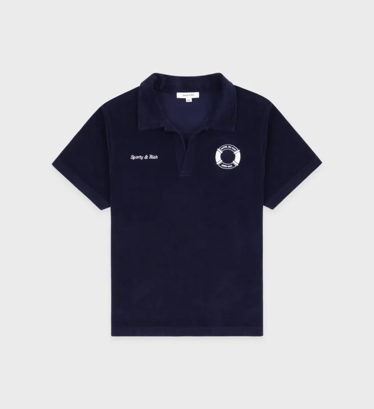 Buoy Terry Polo - Navy/White sold by Sporty and Rich