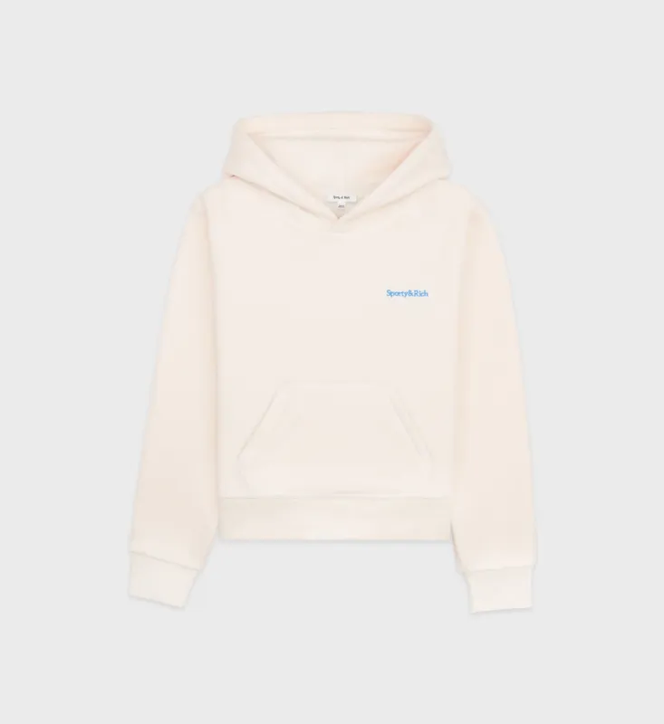 Hooded Polar Sweatshirt - Cream/Ocean sold by Sporty and Rich