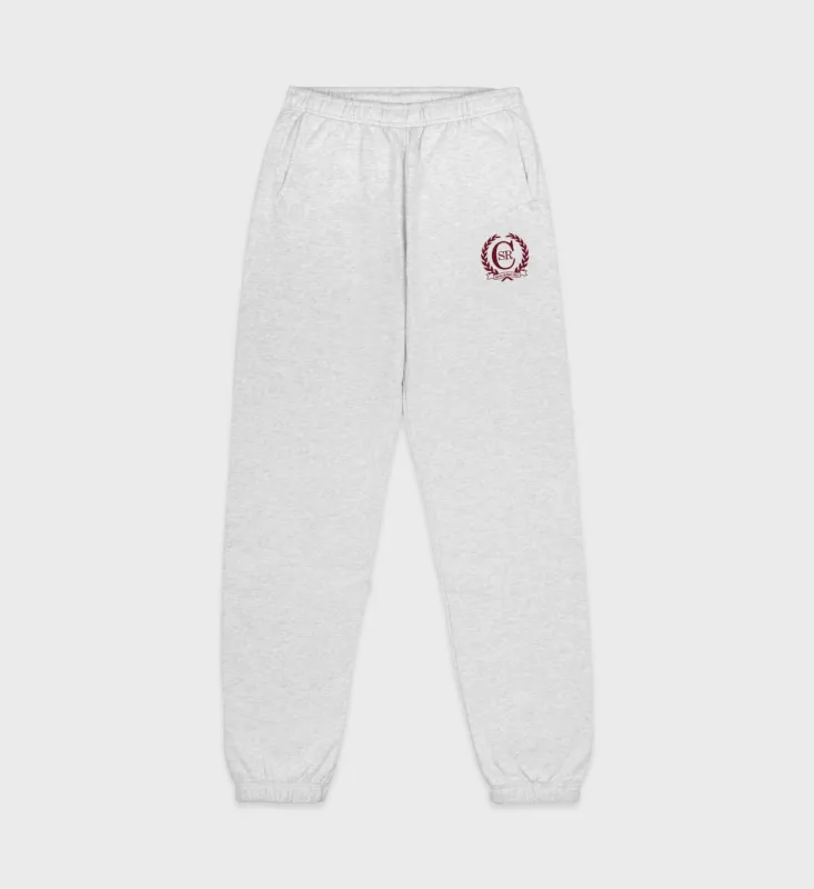 C Crest Sweatpant - Heather Gray/Merlot sold by Sporty and Rich