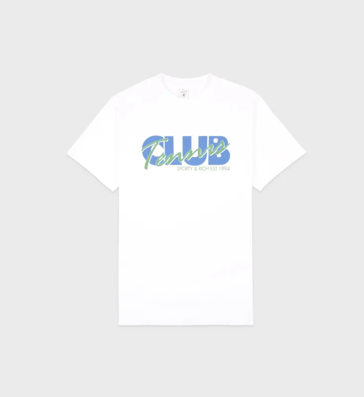 Agassi T-Shirt - White/Washed Hydrangea sold by Sporty and Rich