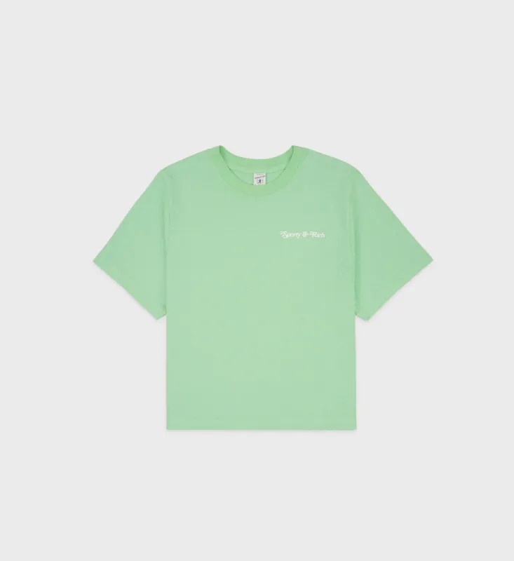 NY Tennis Club Cropped Tee - Washed Kelly/White sold by Sporty and Rich