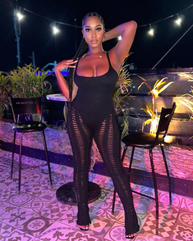 Lara Laddered Knit Jumpsuit - Black sold by Sassyluxe