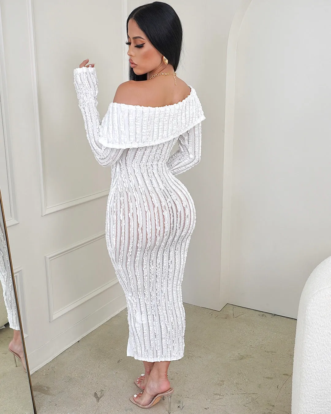 Heartbreaker Off Shoulder Maxi Dress - White sold by Sassyluxe product image thumbnail 3