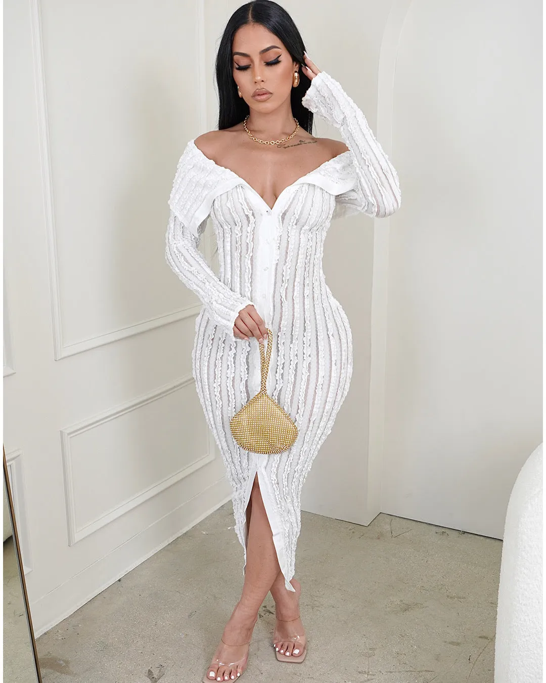 Heartbreaker Off Shoulder Maxi Dress - White sold by Sassyluxe