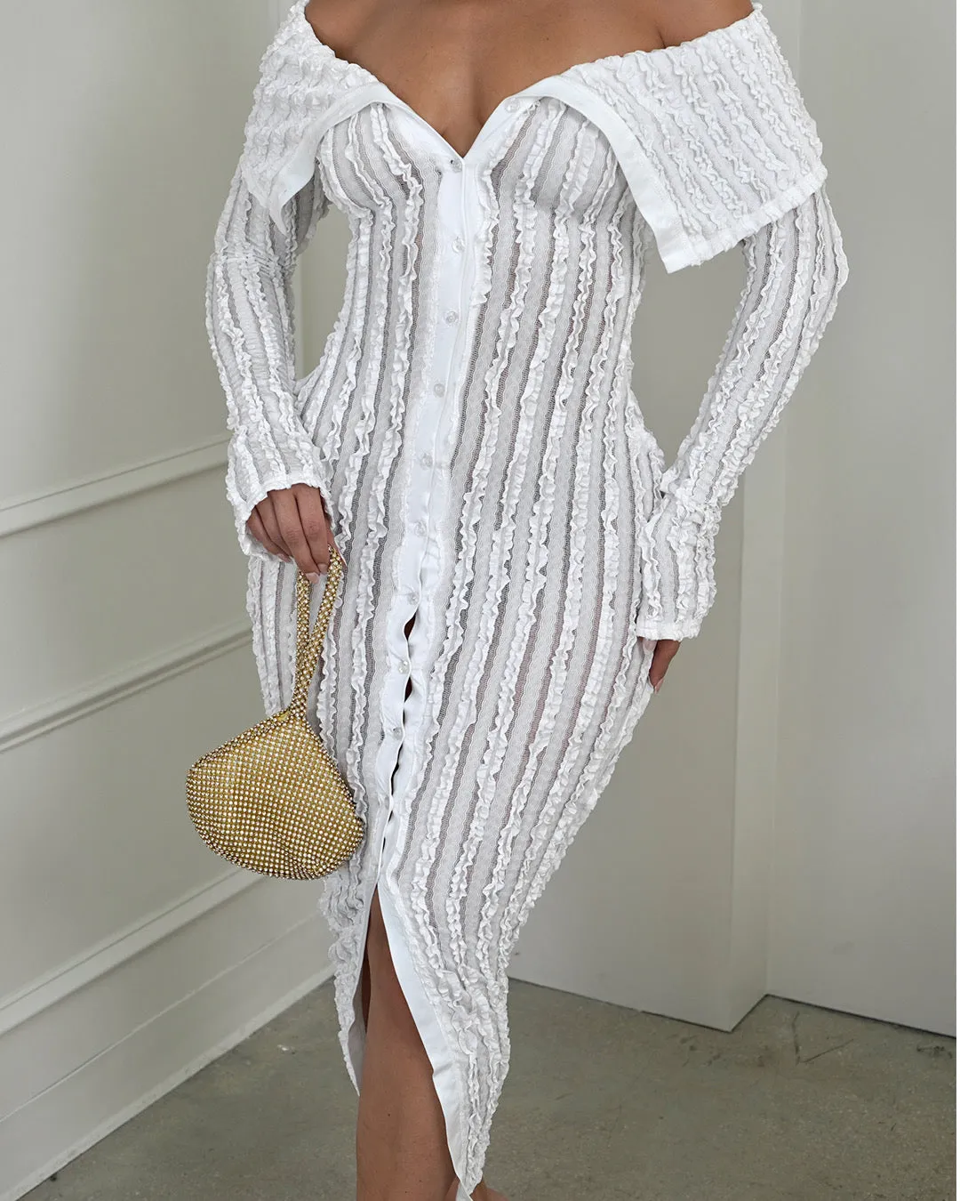 Heartbreaker Off Shoulder Maxi Dress - White sold by Sassyluxe product image thumbnail 2