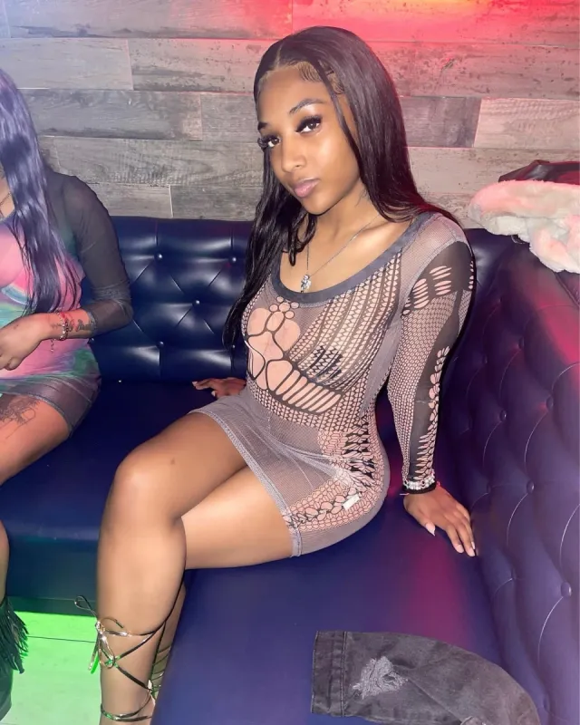 Unforgettable Mesh Mini Dress - Nude And Black sold by Sassyluxe