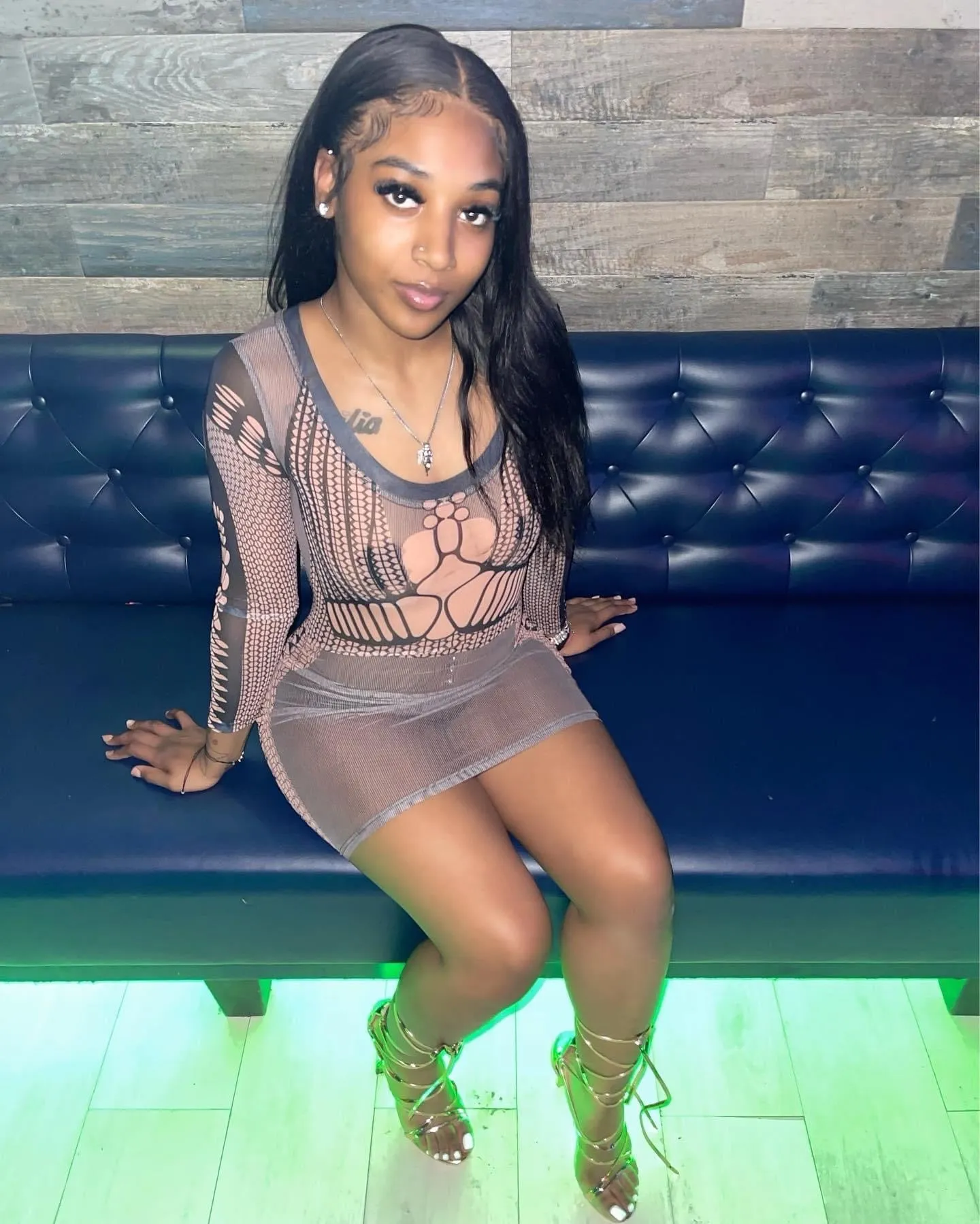 Unforgettable Mesh Mini Dress - Nude And Black sold by Sassyluxe product image thumbnail 2