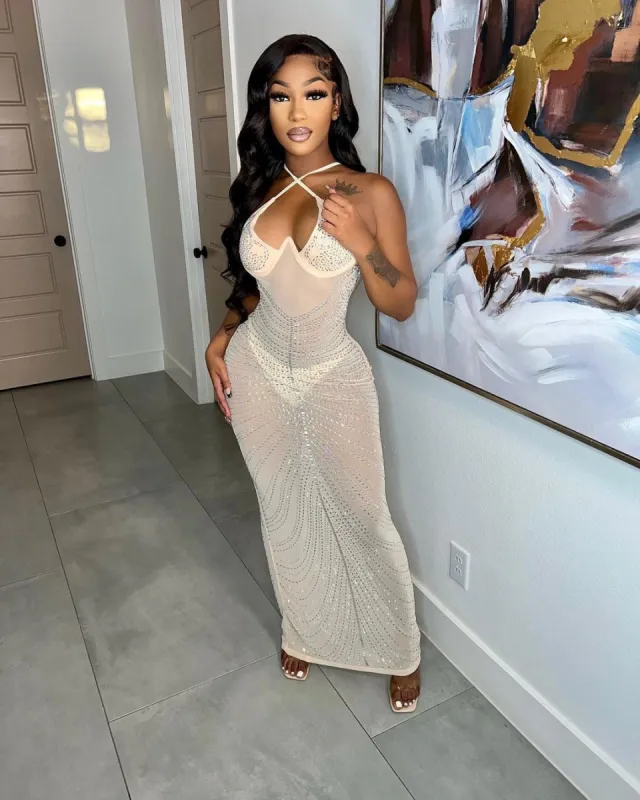 Top Shelf Glitz Maxi Gown - Nude sold by Sassyluxe