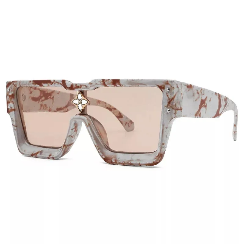 Dime Piece Sunglasses - Brown Marble sold by Sassyluxe