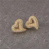 Heart Shape Pave Baguette Earrings - Gold sold by Sassyluxe