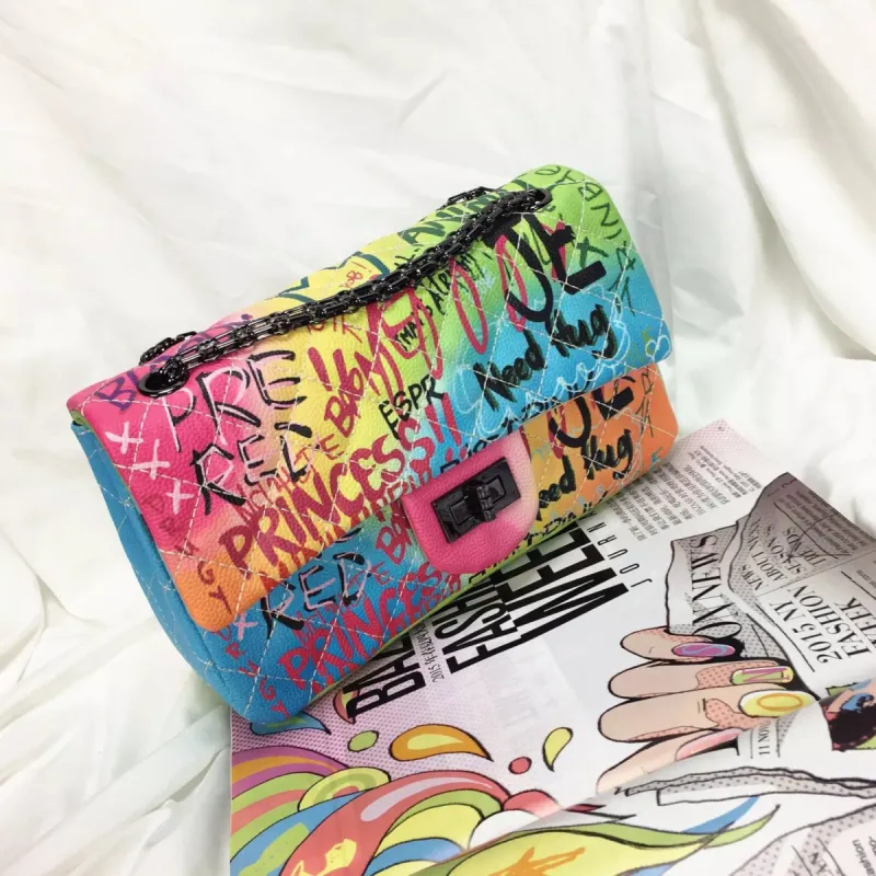 Graffiti Print Quilted Bag sold by Sassyluxe
