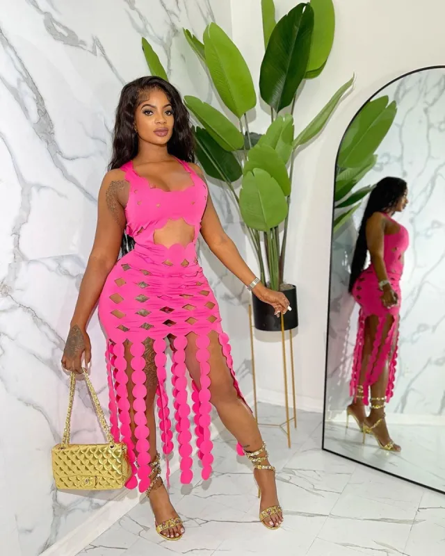 Your Desire Cut Out Circle Maxi Dress - Pink sold by Sassyluxe