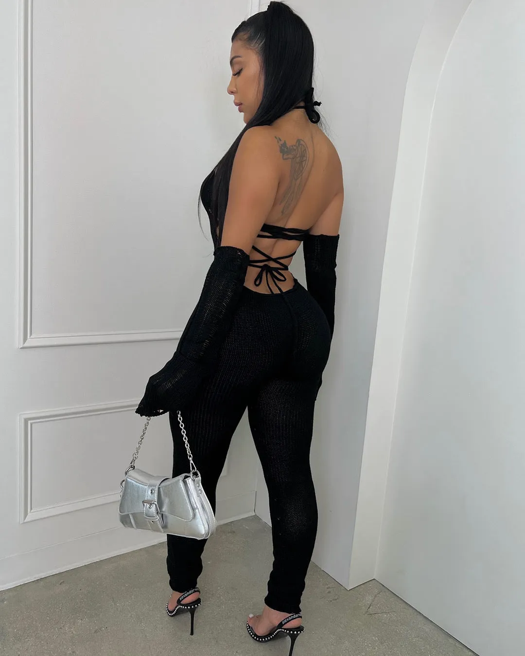 Nikera Crochet Knit Jumpsuit - Black sold by Sassyluxe product image thumbnail 2