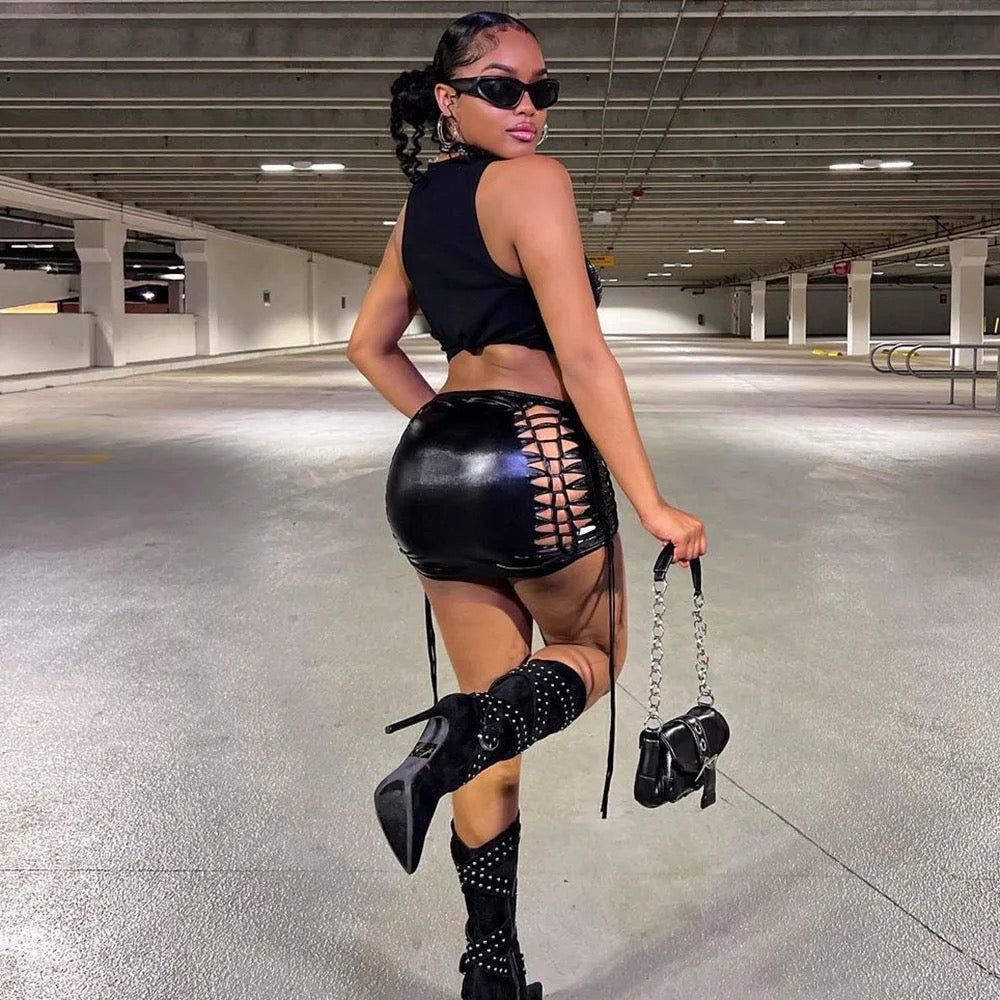 Adastra Metallic Mini Skirt - Black sold by Sassyluxe product image thumbnail 2