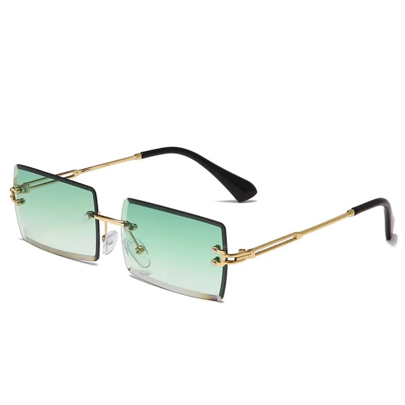 90's Rimless Sunglasses - Green sold by Sassyluxe