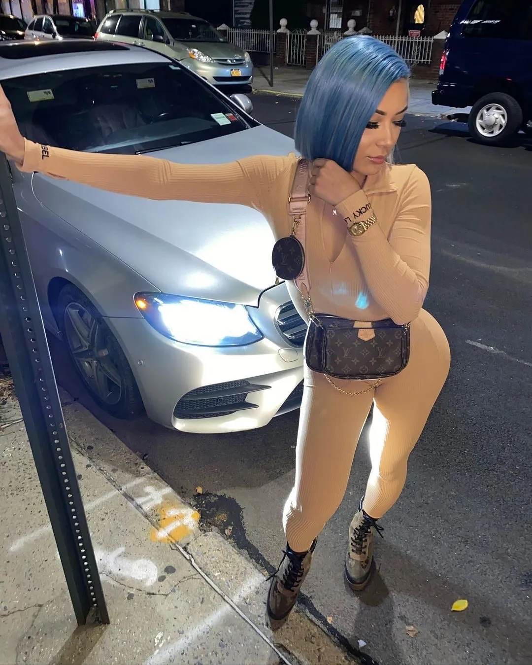 Lucky Label Ribbed Jumpsuit - Nude sold by Sassyluxe