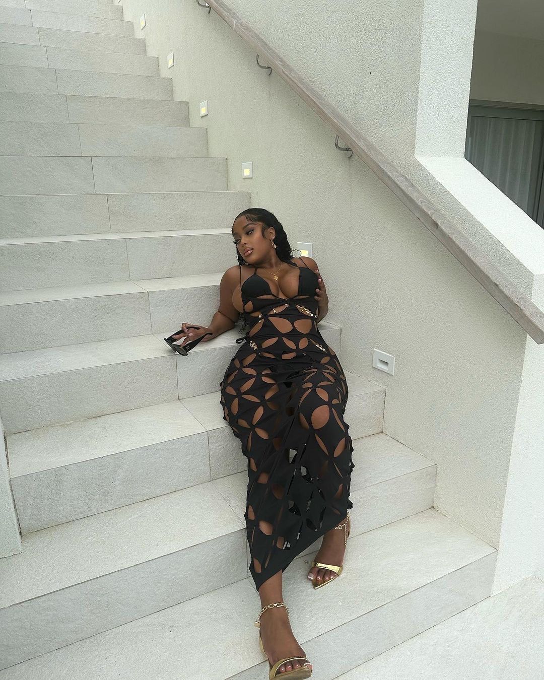 Origami Cut Out Maxi Dress - Black sold by Sassyluxe product image thumbnail 4