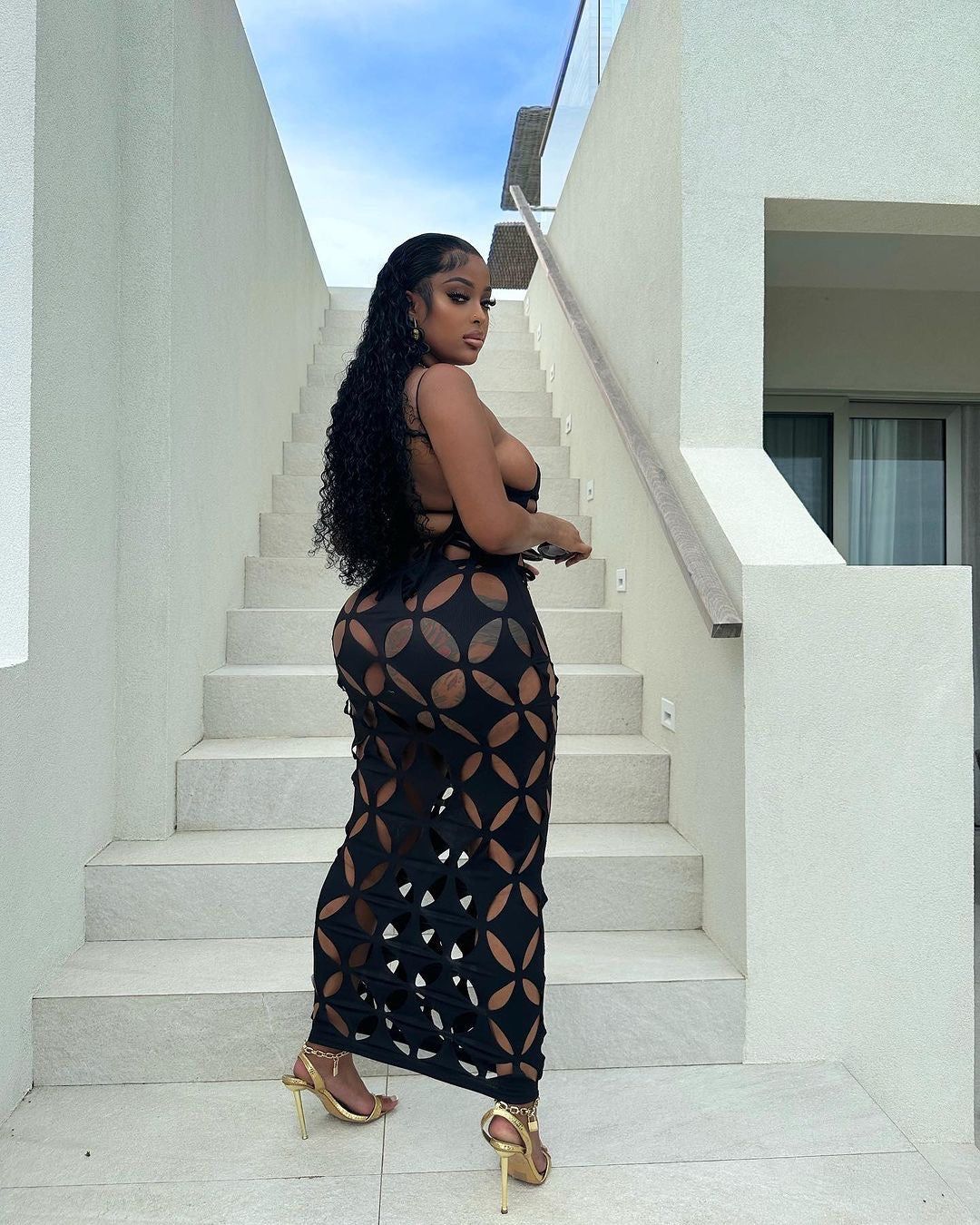 Origami Cut Out Maxi Dress - Black sold by Sassyluxe product image thumbnail 2